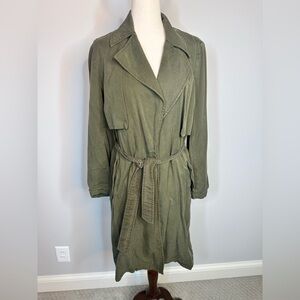 Sz S Zara Basic lightweight oversized trenchcoat green belted pockets